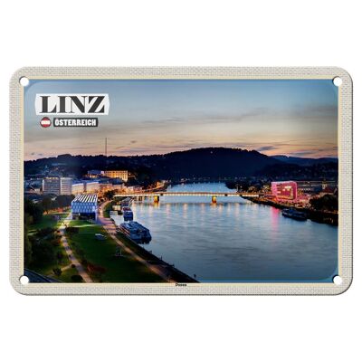 Cartel de chapa de viaje Linz, Austria, río Danubio, decoración de 18x12cm