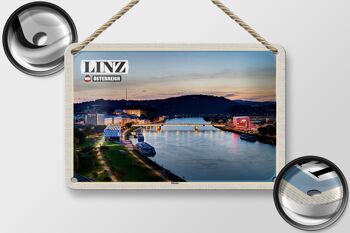 Panneau de voyage en étain, Linz, autriche, Danube, 18x12cm, décoration 2