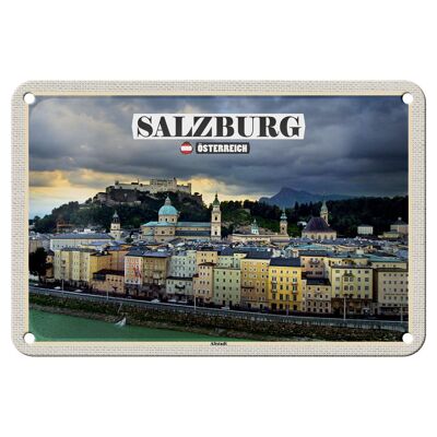Cartel de chapa de viaje, decoración del casco antiguo de Salzburgo, Austria, 18x12cm