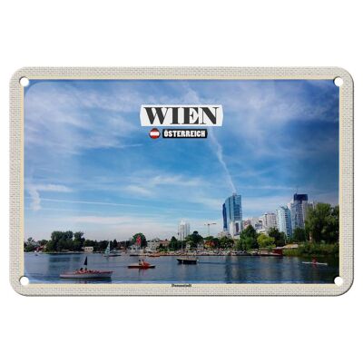 Cartel de chapa de viaje Viena Austria Donaustadt 18x12cm cartel de regalo