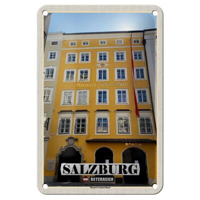 Targa in metallo da viaggio Salisburgo Casa natale di Mozart 12x18 cm decorazione