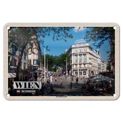 Cartel de chapa de viaje Viena Austria calle Mariahilfer 18x12cm