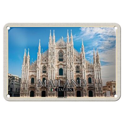 Cartel de chapa de viaje Italia Milán Catedral de Milán decoración de 18x12cm