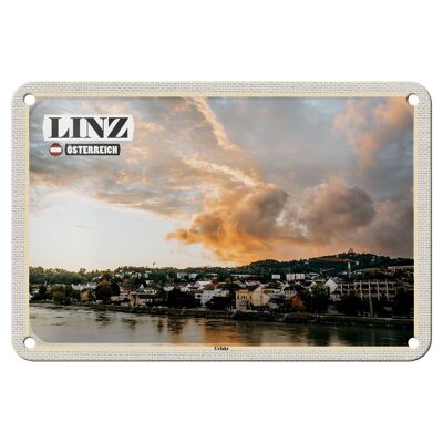 Targa in metallo Travel Linz Austria Urfahr River 18x12 cm Decorazione