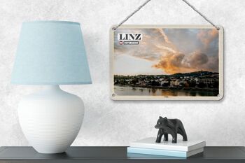 Panneau de voyage en étain, Linz, autriche, rivière Urfahr, 18x12cm, décoration 4