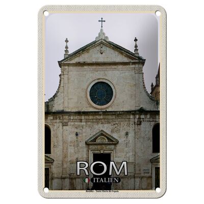 Cartel de chapa de viaje Roma Italia Basílica Santa María 12x18cm Decoración
