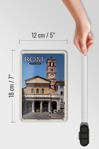Panneau de voyage en étain, basilique de Rome, Santa Maria Trastevere, 12x18cm 5