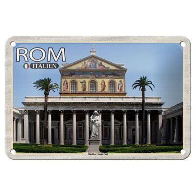 Cartel de chapa de viaje Roma Italia Basílica San Pablo 18x12cm Decoración