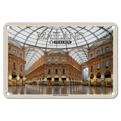 Cartel de chapa de viaje Milán Galleria Vittorio Emanuele 18x12cm
