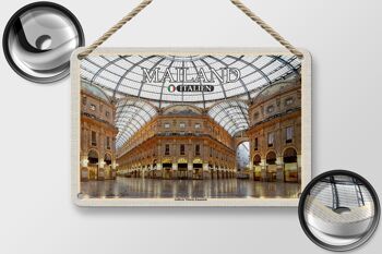 Signe en étain voyage Milan Galleria Vittorio Emanuele, 18x12cm 2