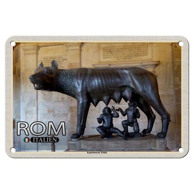 Cartel de chapa de viaje Roma Italia Capitolina Loba 18x12cm