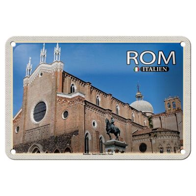 Targa in metallo da viaggio Roma Basilica Santi Giovanni e Paolo 18x12 cm