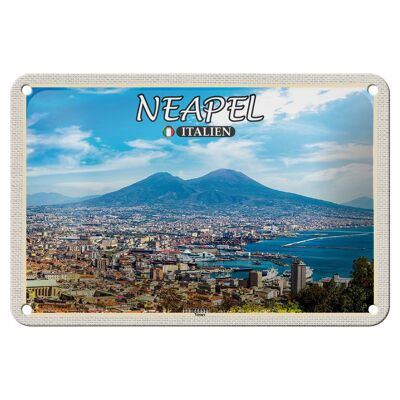 Cartel de chapa de viaje Nápoles Italia Vesubio 18x12cm decoración de regalo
