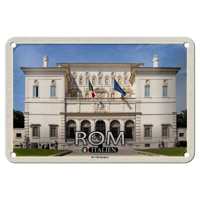 Targa in metallo Viaggio Roma Italia Villa Borghese 18x12 cm Decorazione