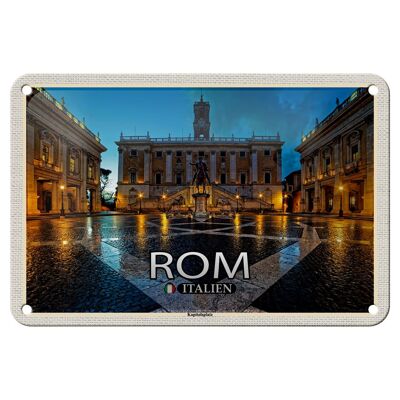 Letrero de hojalata para viajes, Roma, Italia, Plaza del Capitolio, arquitectura, 18x12cm