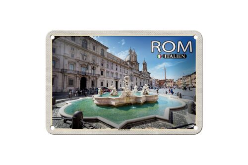 Blechschild Reise Rom Italien Piazza Navona Skulptur 18x12cm Schild