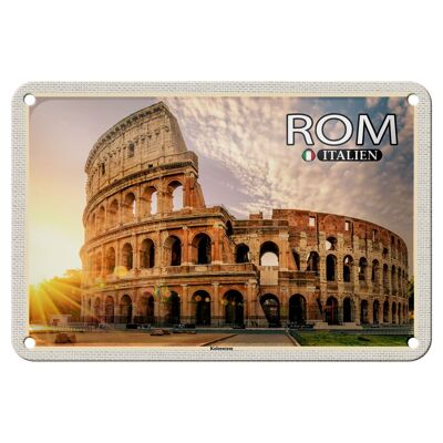 Tin sign travel Rome Italy Colosseum architecture 18x12cm sign
