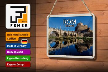 Panneau de voyage en étain, Rome, italie, pont des anges, Castel Sant'Angelo, 18x12cm 3