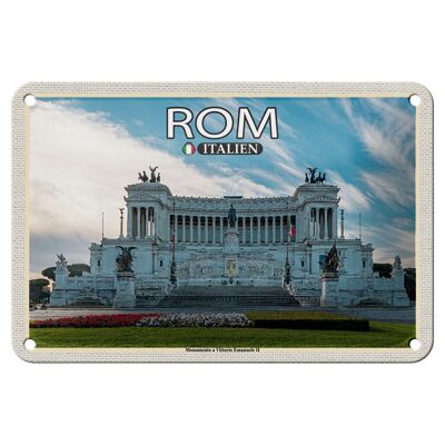 Panneau de voyage en étain, 18x12cm, Rome Monumento Vittorio Emanuele II