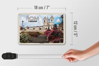 Panneau de voyage en étain, Rome, italie, marche espagnole, église, 18x12cm 5
