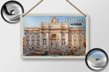 Signe en étain de voyage, Rome, italie, fontaine de Trevi, Sculpture, 18x12cm 2