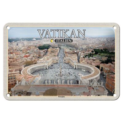 Targa in metallo da viaggio Vaticano Italia Architettura di Piazza San Pietro 18x12 cm
