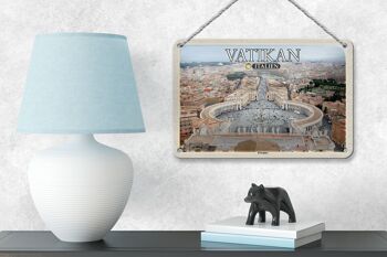 Panneau de voyage en étain, 18x12cm, Vatican, italie, place saint-pierre, Architecture 4