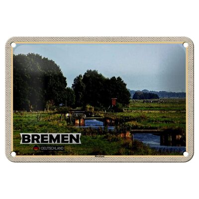 Cartel de chapa con decoración de ciudades, Bremen, Alemania, Blockland, 18x12cm