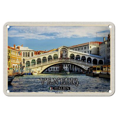 Targa in metallo Viaggio Venezia Italia Ponte di Rialto 18x12 cm Decorazione