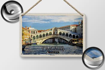 Signe en étain voyage venise italie pont du Rialto, décoration 18x12cm 2