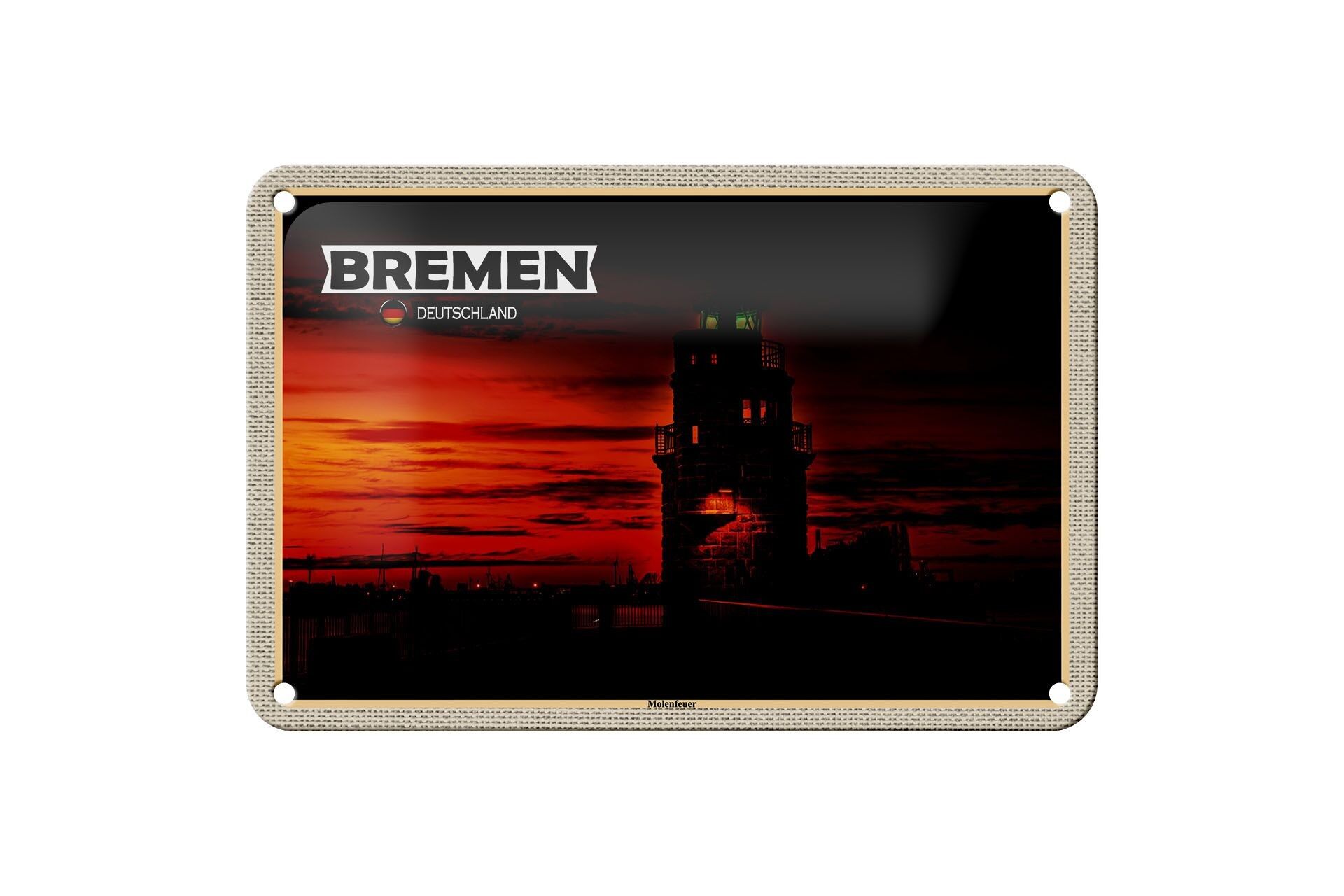 Blechschild Städte Bremen Deutschland Molenfeuer 18x12cm Dekoration