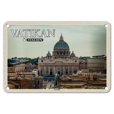 Targa in metallo da viaggio Vaticano Italia Basilica di San Pietro Papa 18x12 cm Decorazione