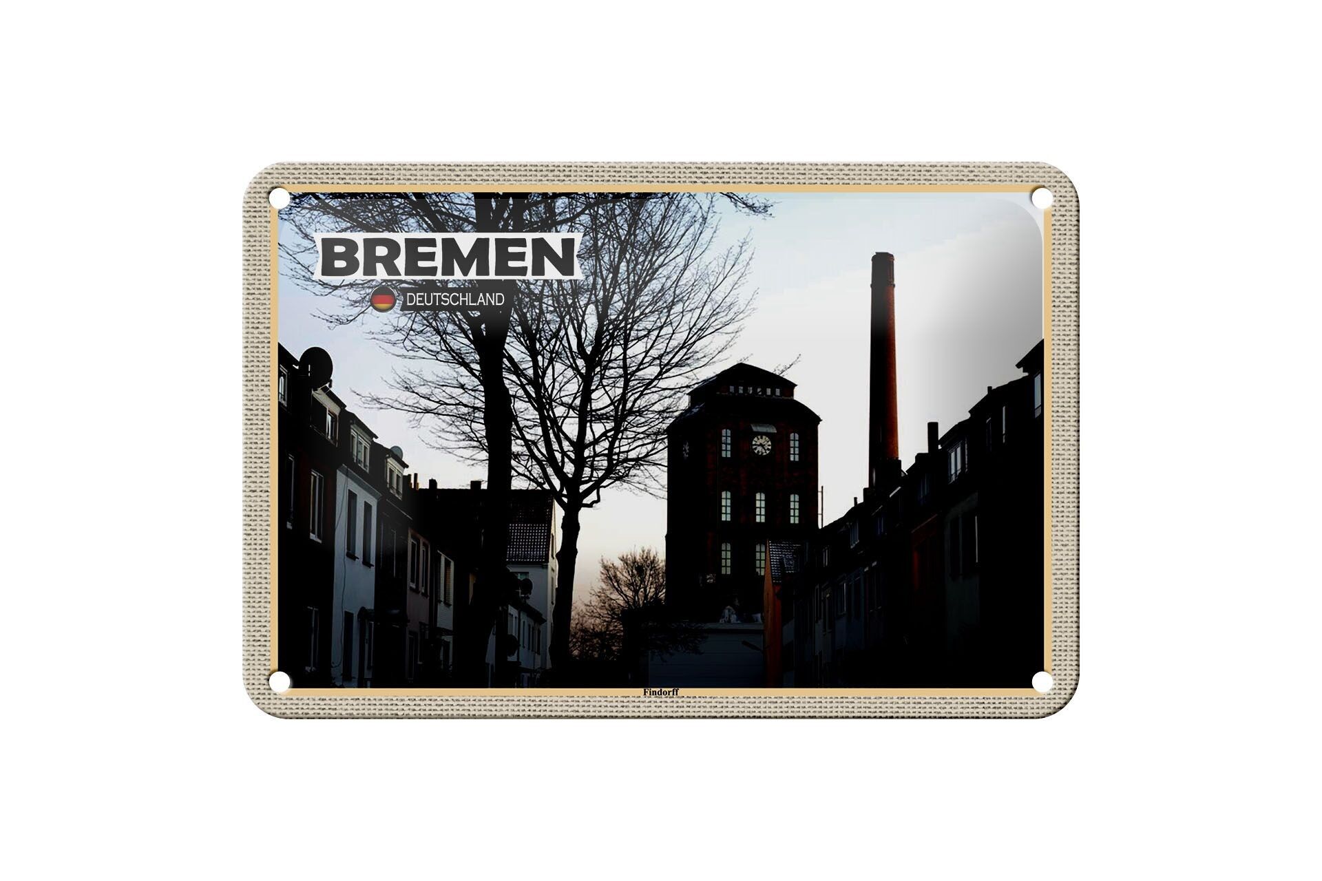 Blechschild Städte Bremen Deutschland Findorff Fabrik 18x12cm Schild