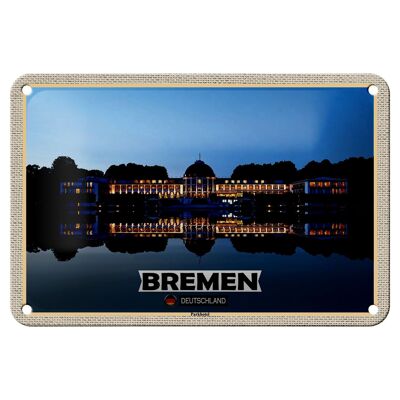 Cartel de chapa ciudades Bremen Alemania Parkhotel 18x12cm decoración