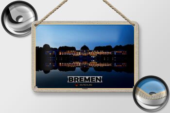 Panneau en étain villes Brême Allemagne Parkhotel 18x12cm décoration 2