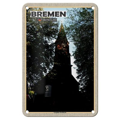 Cartel de chapa ciudades de Bremen Grambiker iglesia del pueblo 12x18cm decoración