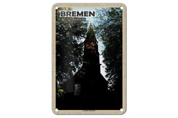 Panneau en étain villes de Brême, église du village Grambiker, décoration 12x18cm 1