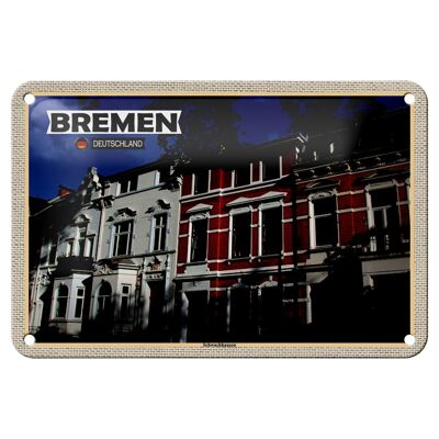 Cartel de chapa con ciudades Bremen, Alemania, Schwachhausen, 18x12cm