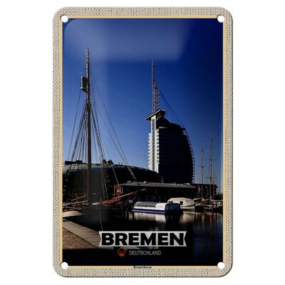 Cartel de chapa con ciudades Bremen, Alemania, Böttcherstrasse, 12x18cm