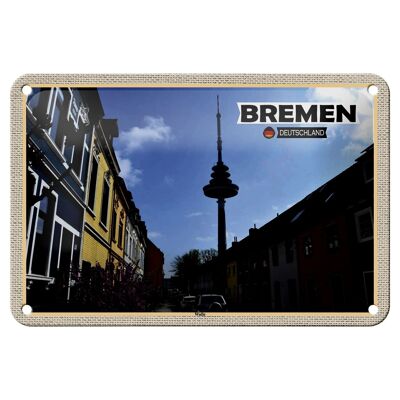 Cartel de chapa con decoración de ciudades, Bremen, Alemania, Wallanlagen, 18x12cm