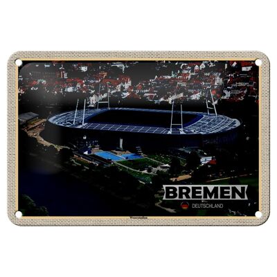 Cartel de chapa con decoración de ciudades, torre de agua de Bremen, valle de flores, 12x18cm