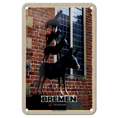 Cartel de chapa con ciudades de Alemania, Músicos de la ciudad de Bremen, señal de 12x18cm