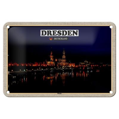 Cartel de chapa ciudades Dresde Alemania bancos del Elba 18x12cm decoración