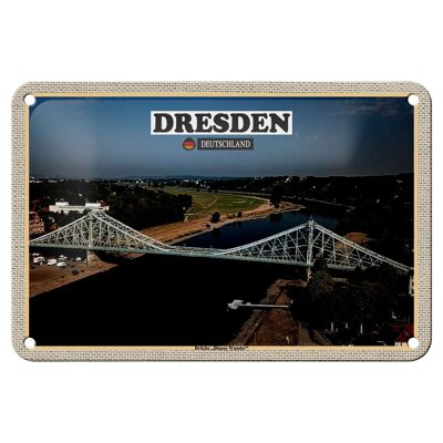 Blechschild Städte Dresden Brücke Blaues Wunder 18x12cm Dekoration