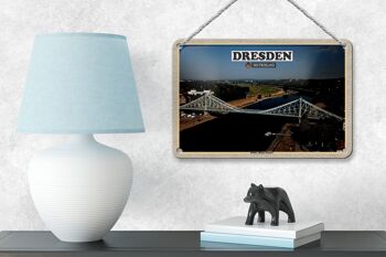 Signe en étain villes pont de dresde, décoration bleue merveille 18x12cm 4