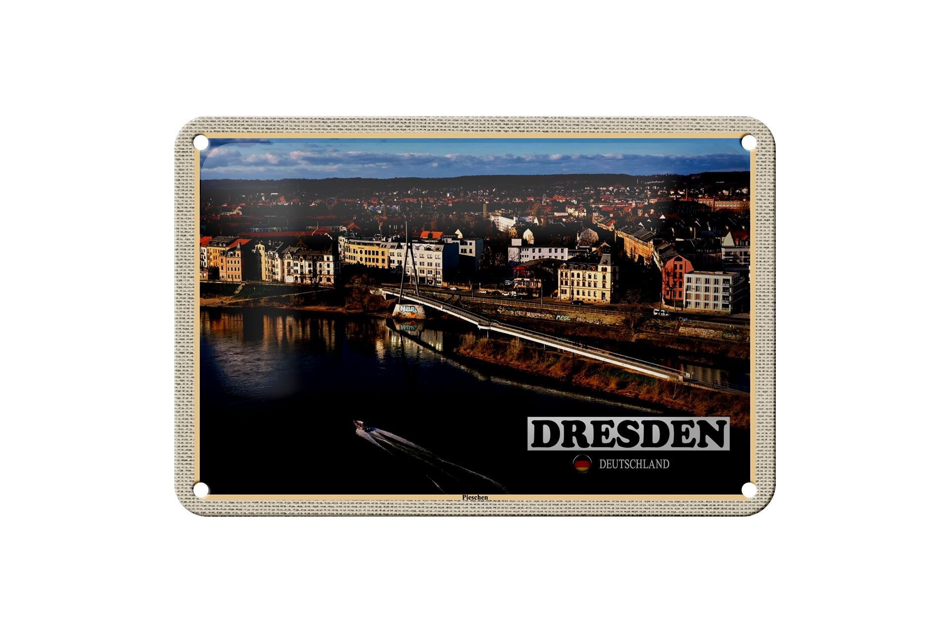 Blechschild Städte Dresden Deutschland Pieschen 18x12cm Dekoration