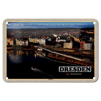 Cartel de chapa Ciudades Dresde Alemania Pieschen 18x12cm Decoración