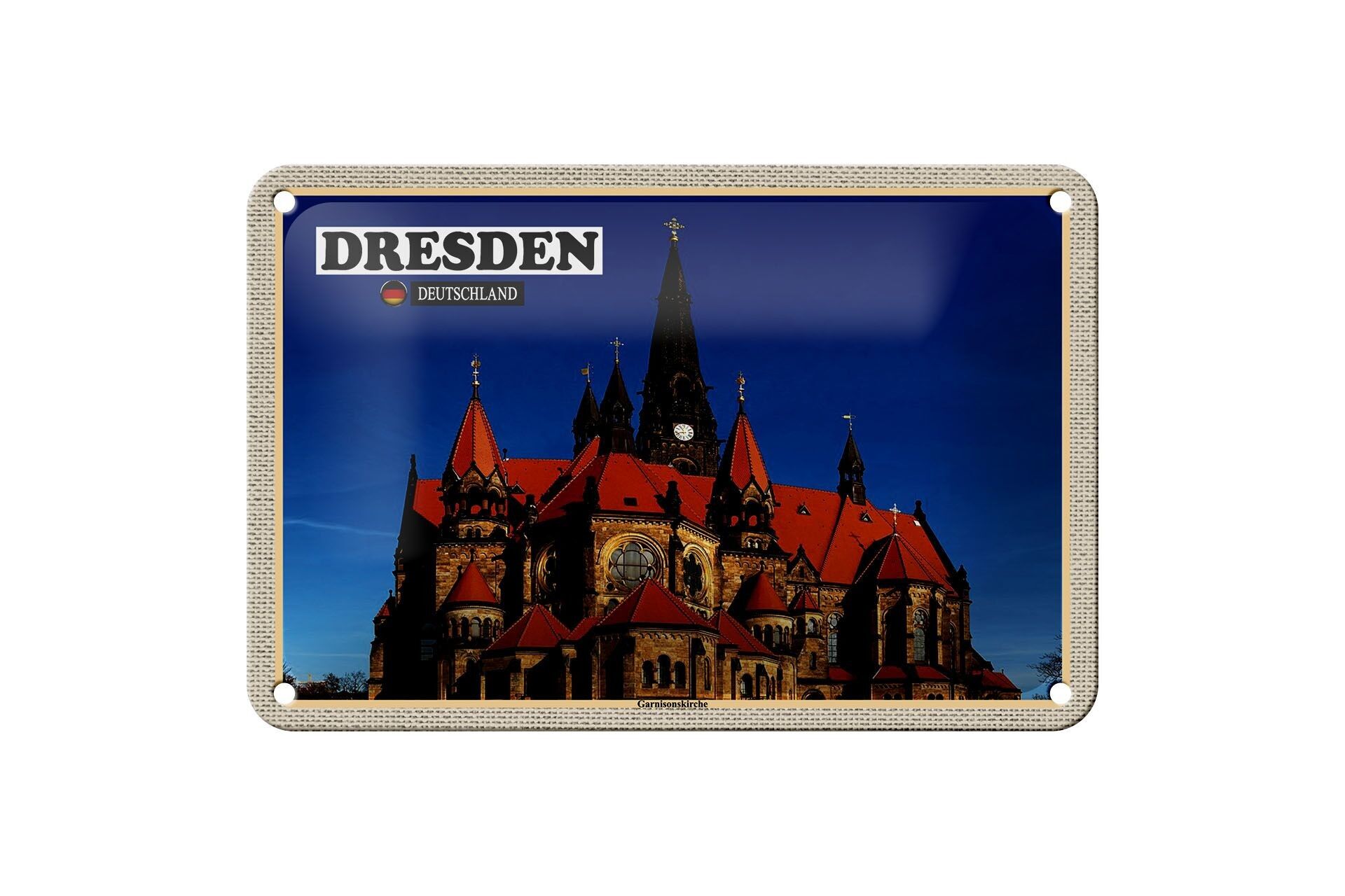 Blechschild Städte Dresden Deutschland Ganisonskirche 18x12cm Schild
