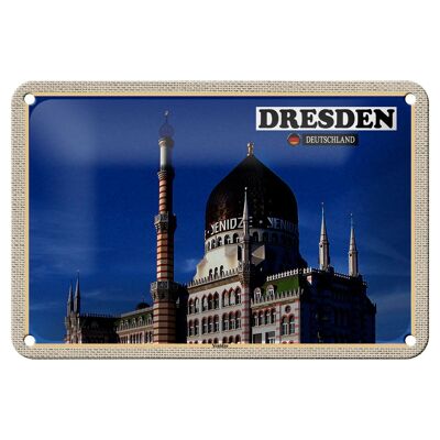 Cartel de chapa con decoración de ciudades, Dresde, Alemania, Yenizde, 18x12cm