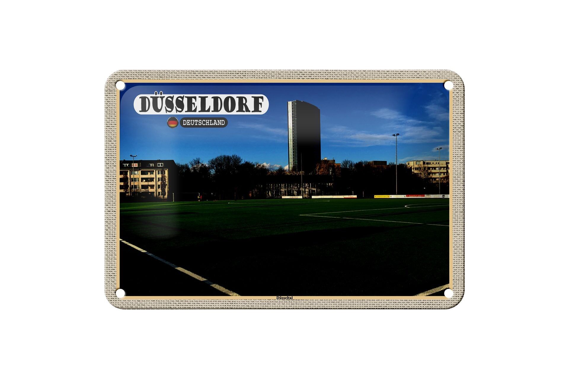 Cartel de chapa ciudades Düsseldorf Düsseltal campo de fútbol cartel de 18x12cm